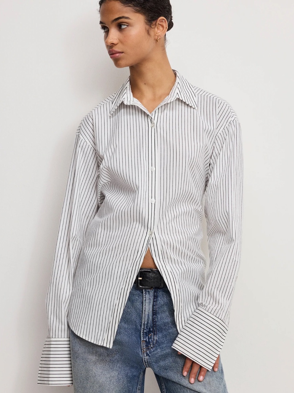 Good American Poplin Tie Back Shirt